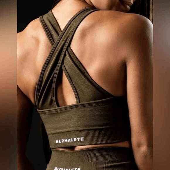 Alphalete Amplify Bra Canteen Deep Olive Green XS - Picture 5 of 6
